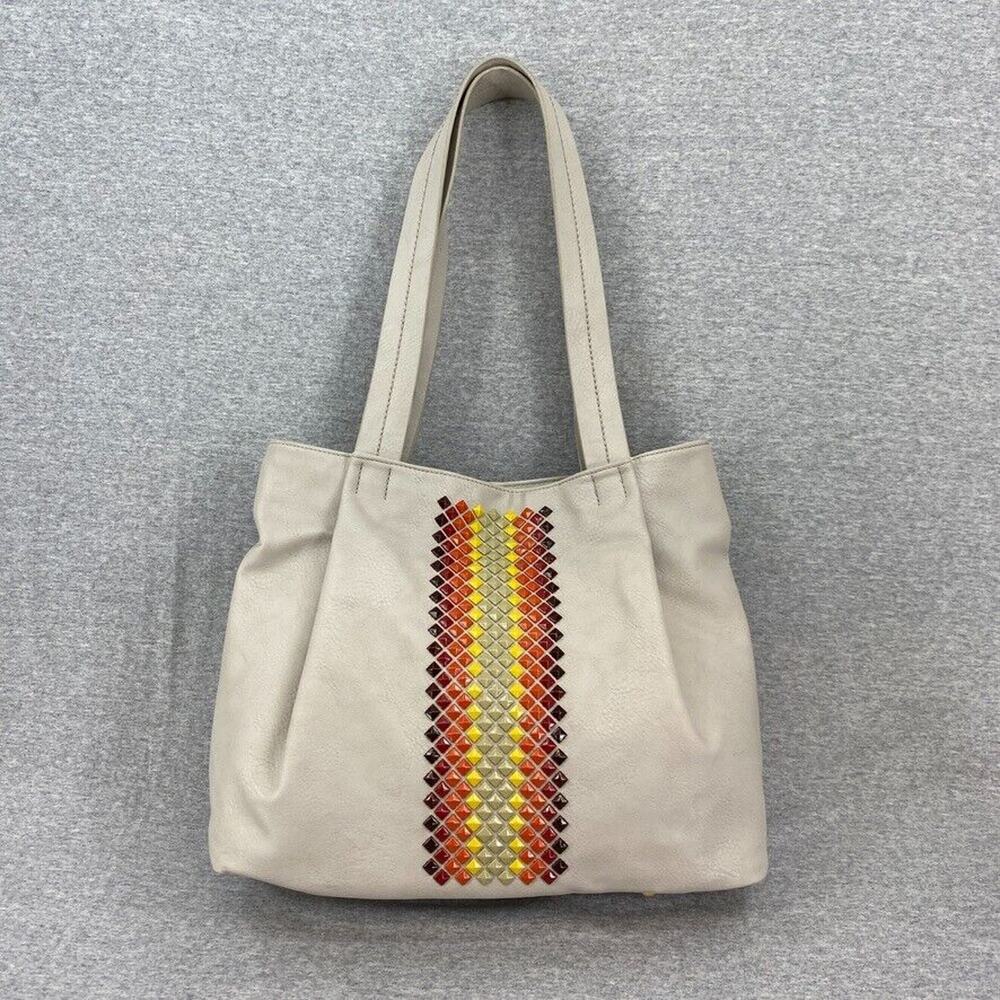 Liz Soto Purse Cream Studded Vegan Leather Western Aztec Shoulder Bag Handbag